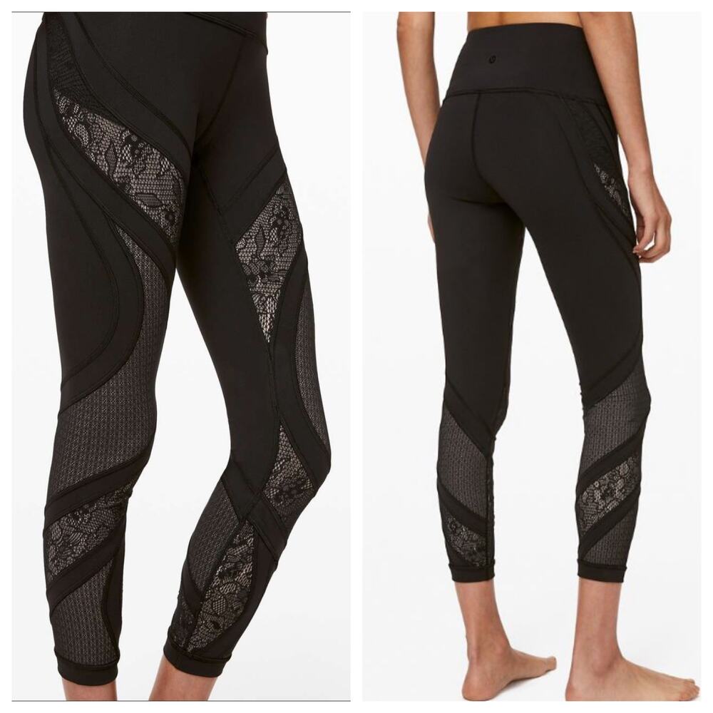 Lululemon Wunder Under High-Rise Tight 25" Black Lace Size 4